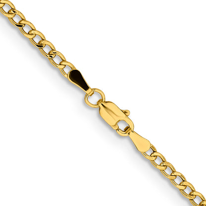 22 Inch 14K Yellow Gold 2.85mm Semi Solid Curb Chain Necklace