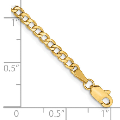 7 Inch 14K Yellow Gold 2.85mm Semi Solid Curb Chain Bracelet