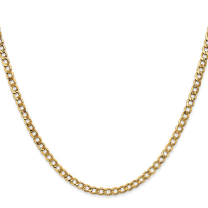 24 Inch 14K Yellow Gold 3.35mm Semi Solid Curb Chain Necklace