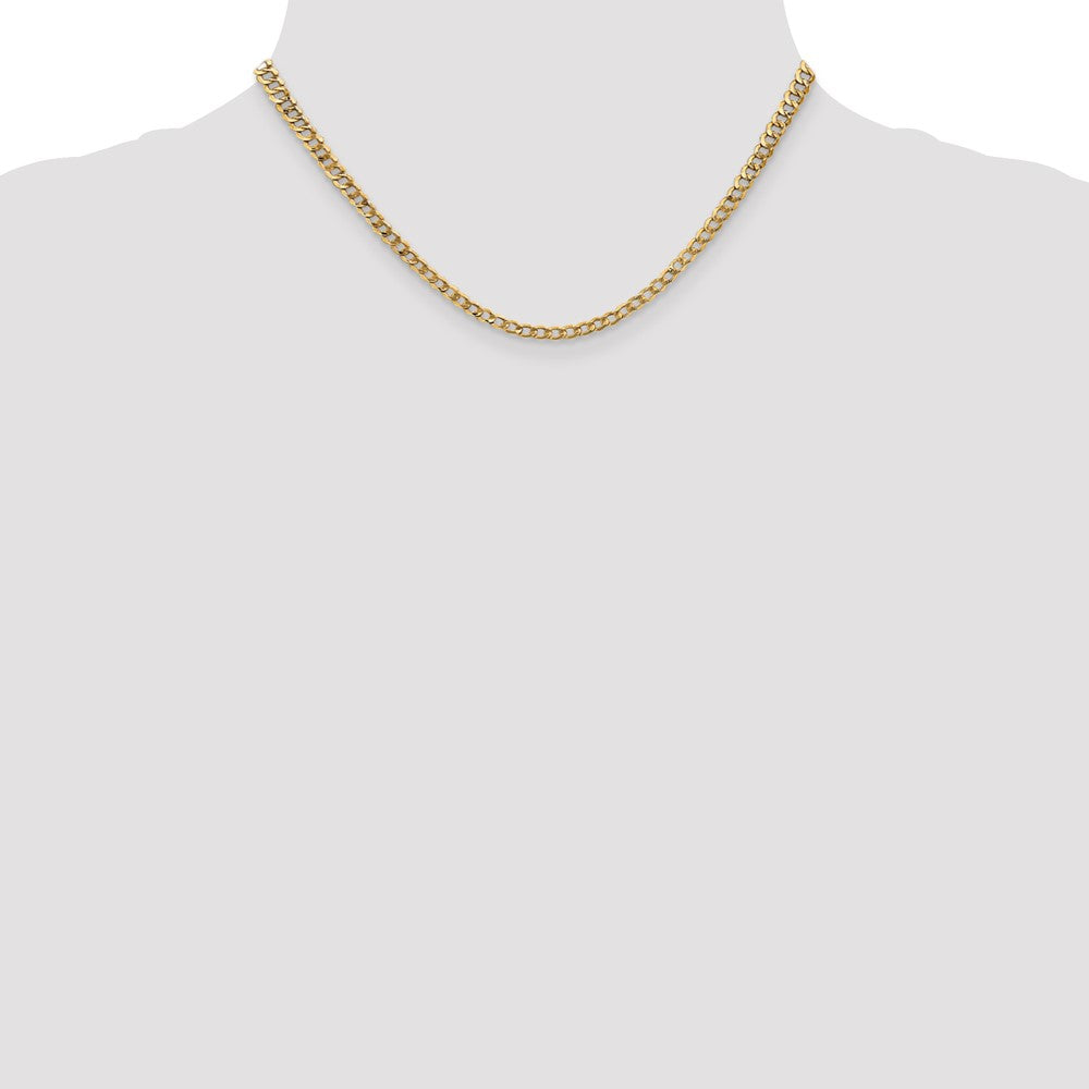 16 Inch 14K Yellow Gold 3.35mm Semi Solid Curb Chain Necklace