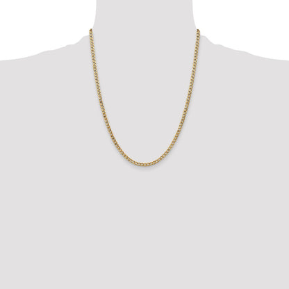 22 Inch 14K Yellow Gold 3.35mm Semi Solid Curb Chain Necklace