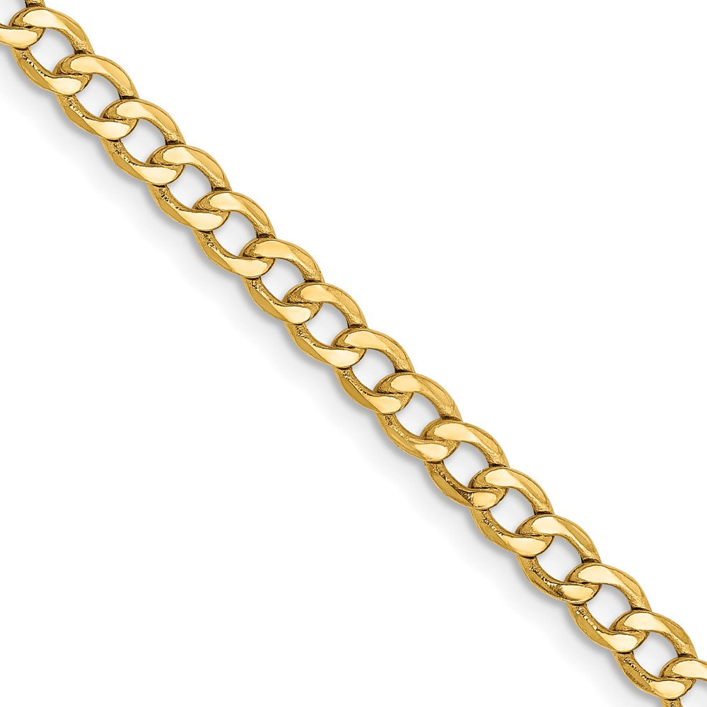22 Inch 14K Yellow Gold 3.35mm Semi Solid Curb Chain Necklace