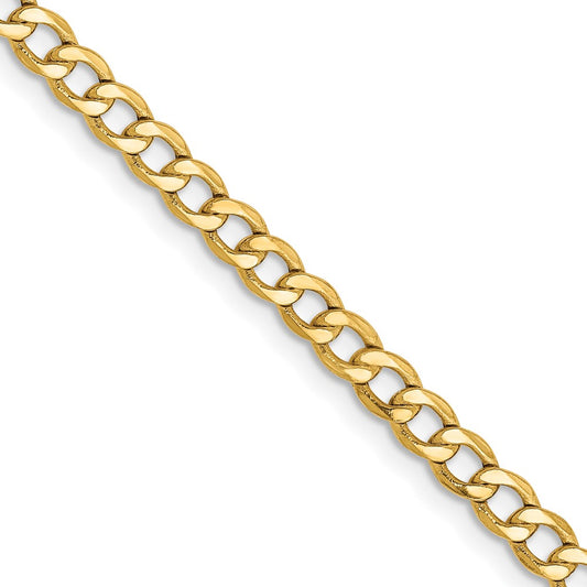 16 Inch 14K Yellow Gold 3.35mm Semi Solid Curb Chain Necklace