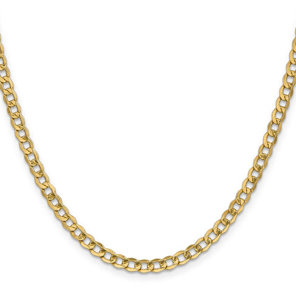 22 Inch 14K Yellow Gold 4.3mm Semi Solid Curb Chain Necklace