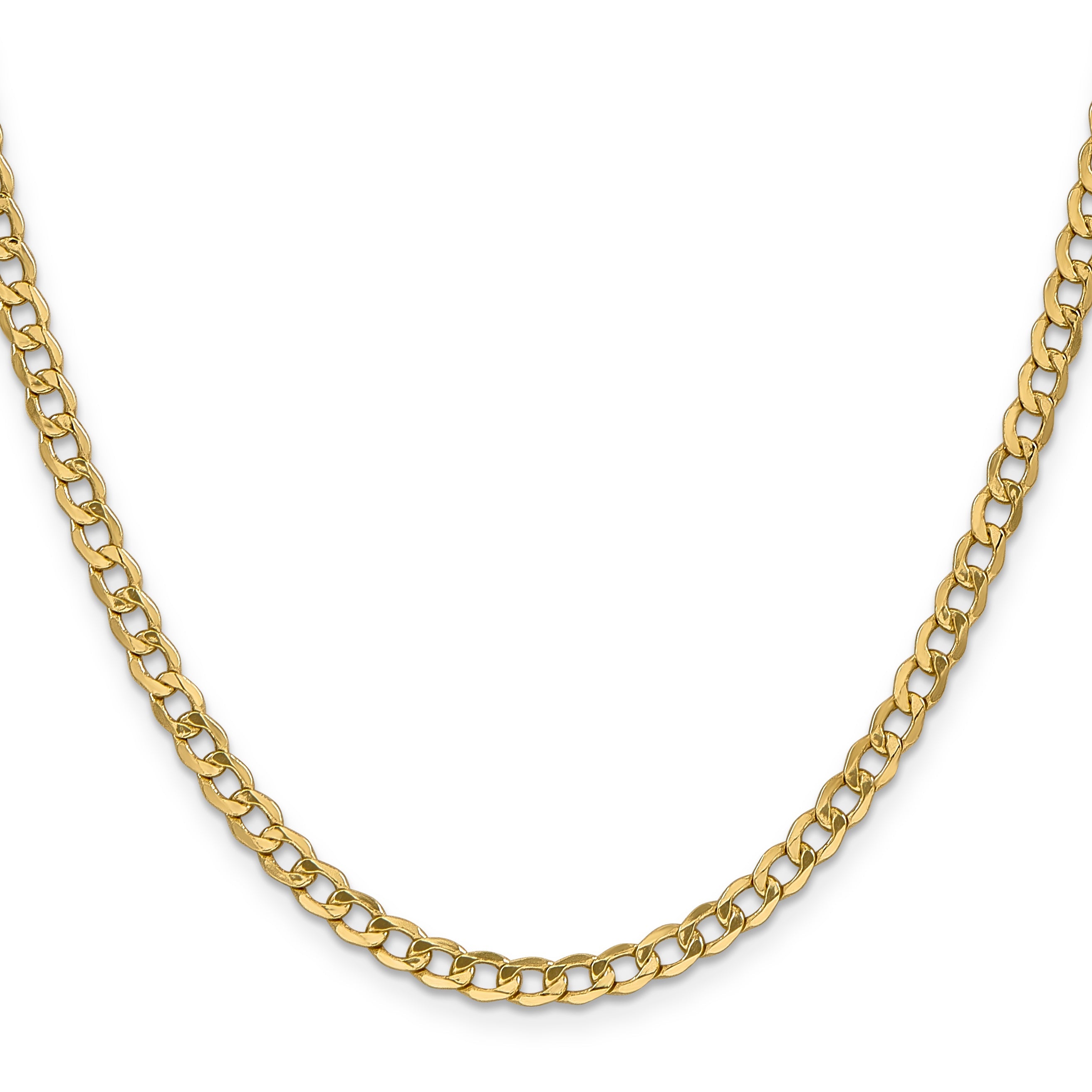 16 Inch 14K Yellow Gold 4.3mm Semi Solid Curb Chain Necklace