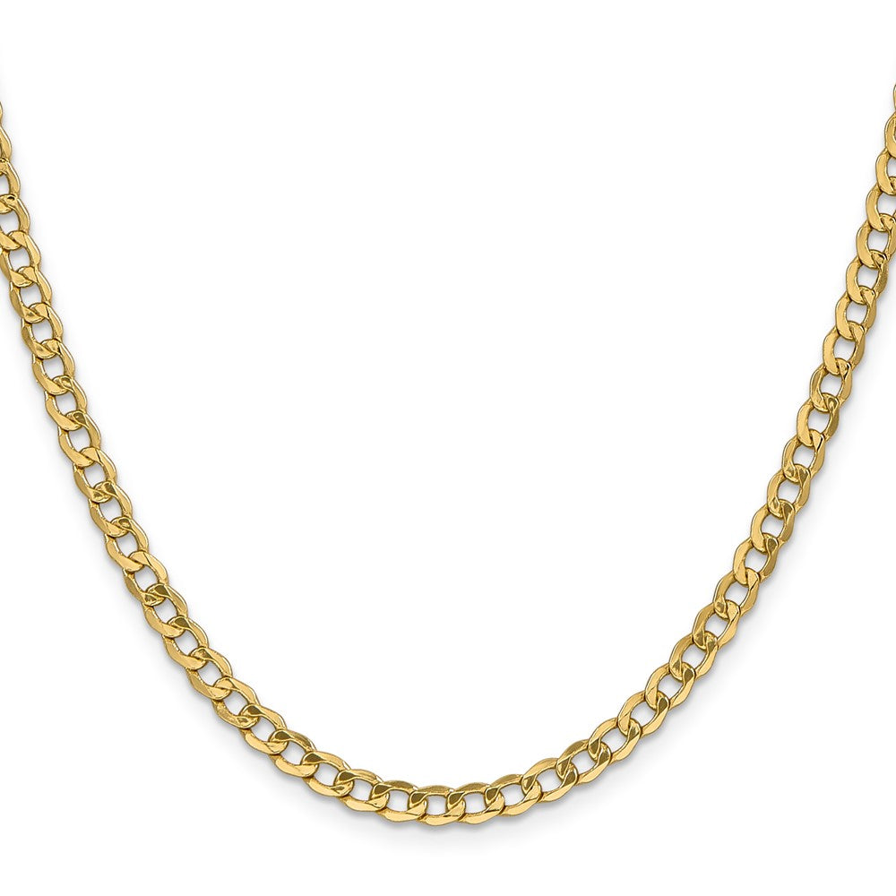 2 Inch 14K Yellow Gold 4.3mm Semi Solid Curb Chain Necklace