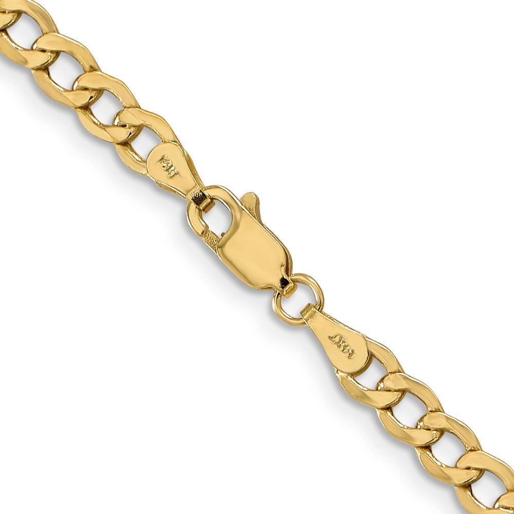 2 Inch 14K Yellow Gold 4.3mm Semi Solid Curb Chain Necklace