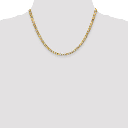 18 Inch 14K Yellow Gold 4.3mm Semi Solid Curb Chain Necklace