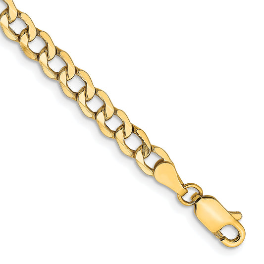 8 Inch 14K Yellow Gold 4.3mm Semi Solid Curb Chain Bracelet