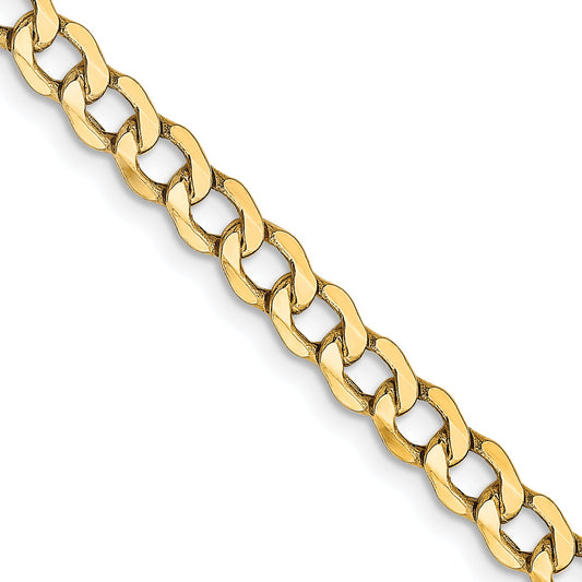 24 Inch 14K Yellow Gold 4.3mm Semi Solid Curb Chain Necklace