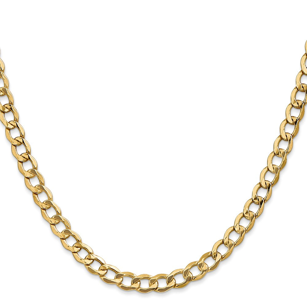 2 Inch 14K Yellow Gold 5.25mm Semi Solid Curb Chain Necklace