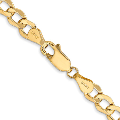 22 Inch 14K Yellow Gold 5.25mm Semi Solid Curb Chain Necklace