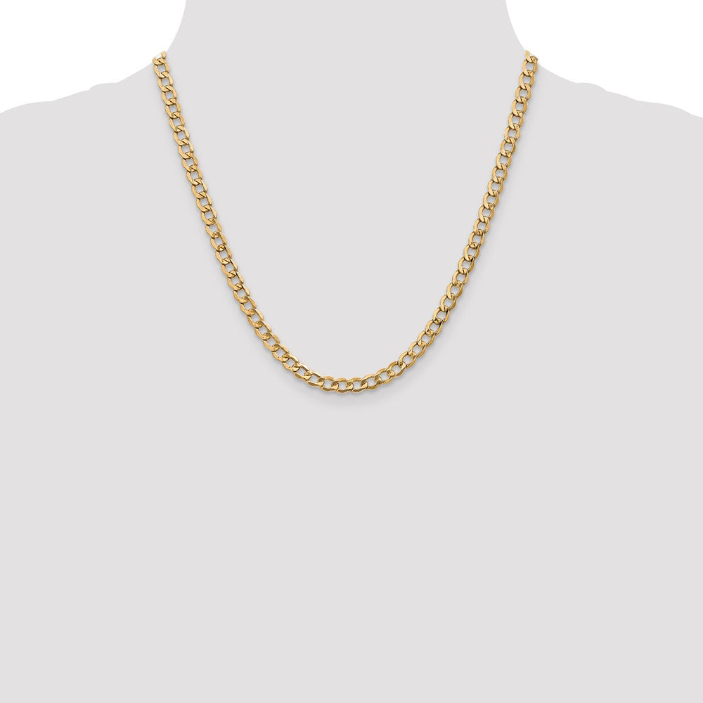 2 Inch 14K Yellow Gold 5.25mm Semi Solid Curb Chain Necklace