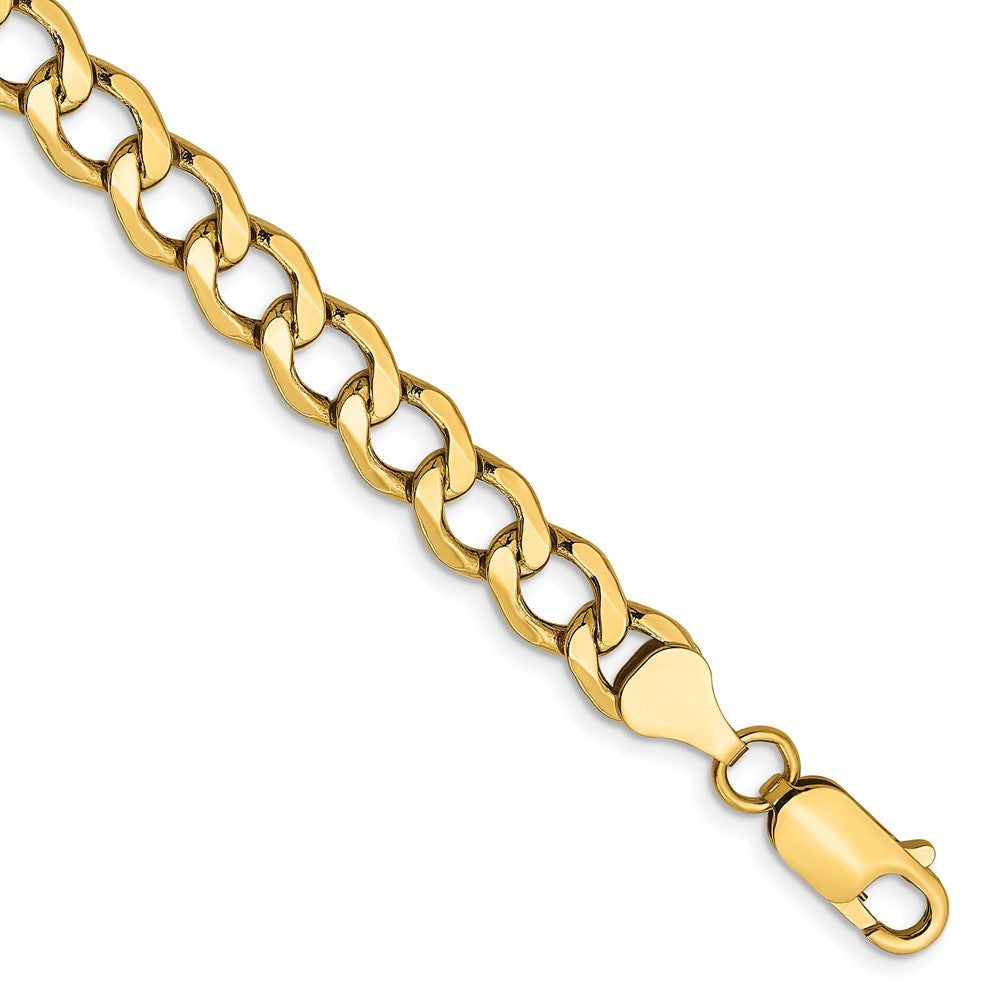 8 Inch 14K Yellow Gold 6.5mm Semi Solid Curb Chain Bracelet
