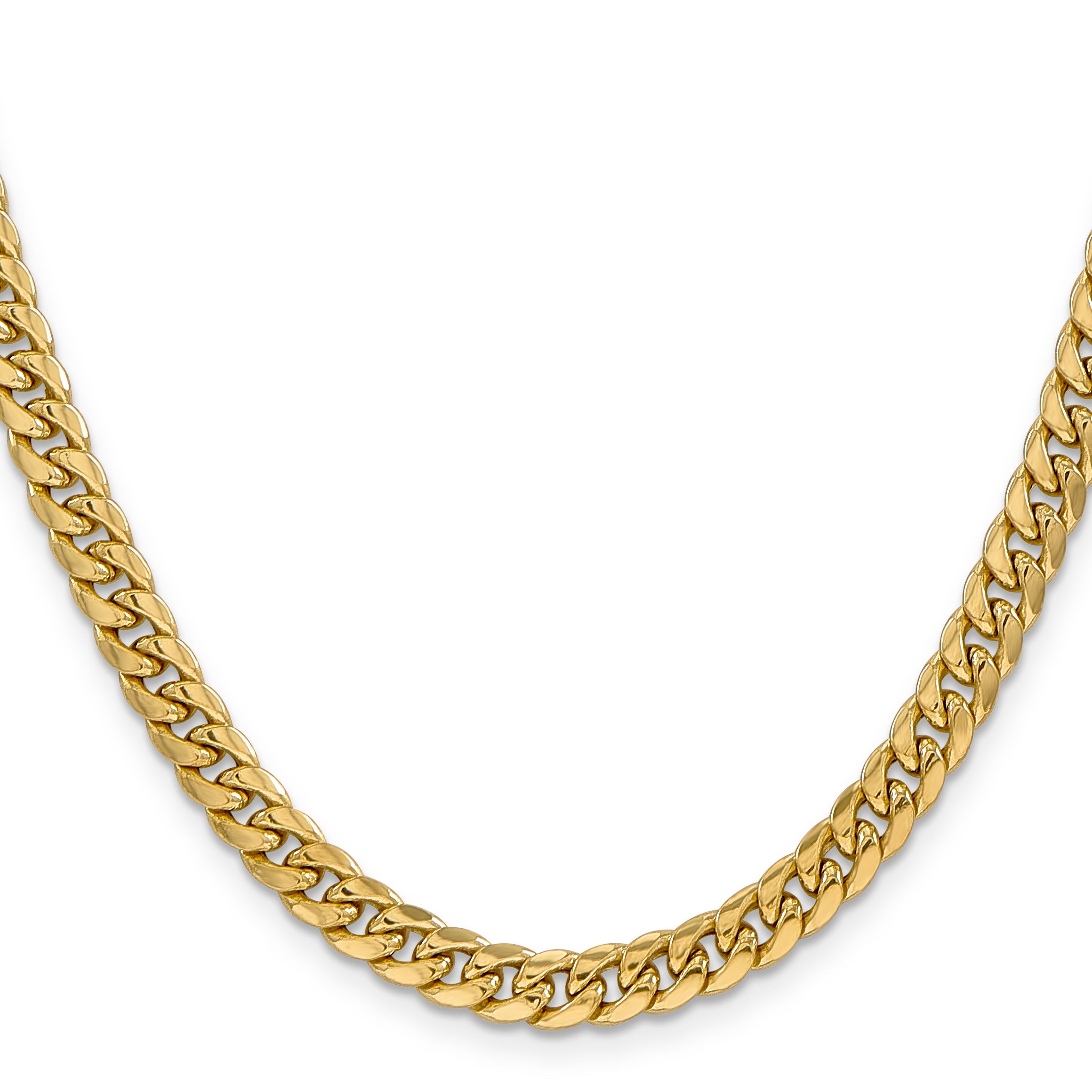 18 Inch 14K Yellow Gold 6mm Semi Solid Miami Cuban Chain Necklace