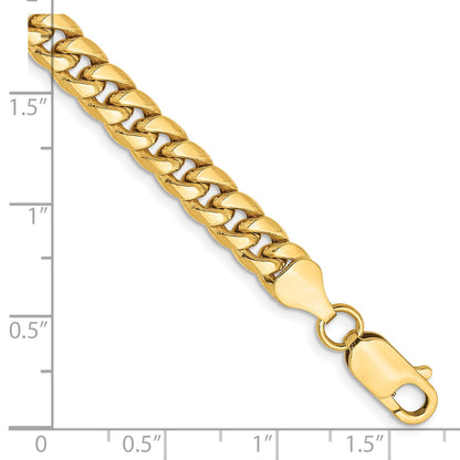 7 Inch 14K Yellow Gold 6mm Semi Solid Miami Cuban Chain Bracelet