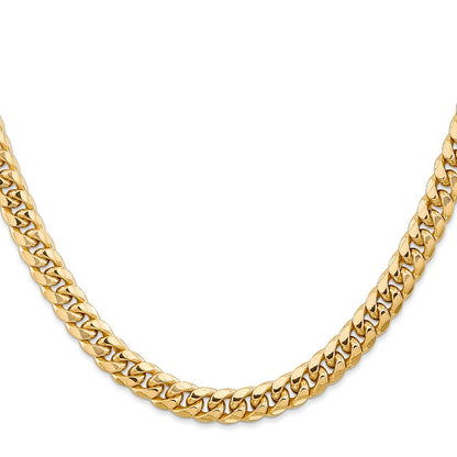 24 Inch 14K Yellow Gold 6.75mm Semi Solid Miami Cuban Chain Necklace