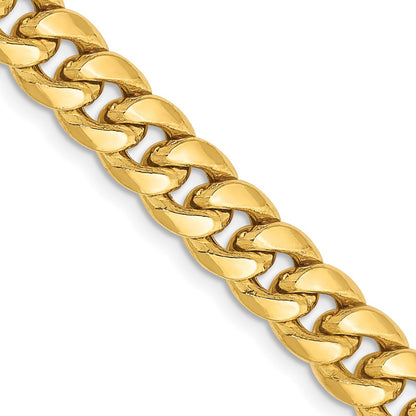 24 Inch 14K Yellow Gold 6.75mm Semi Solid Miami Cuban Chain Necklace
