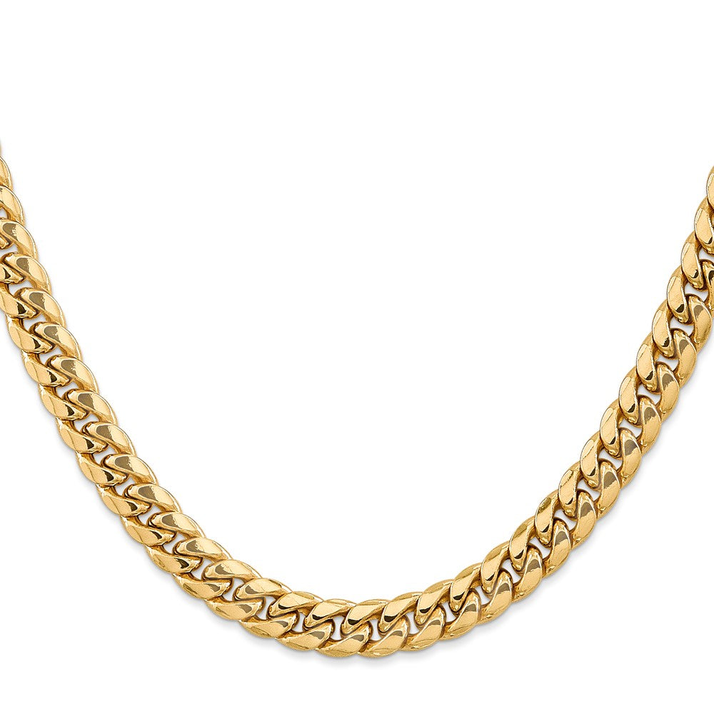 18 Inch 14K Yellow Gold 7.3mm Semi Solid Miami Cuban Chain Necklace
