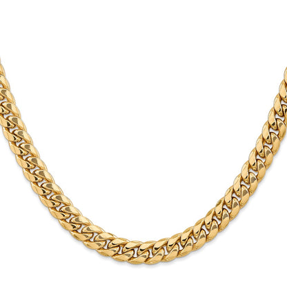 18 Inch 14K Yellow Gold 7.3mm Semi Solid Miami Cuban Chain Necklace