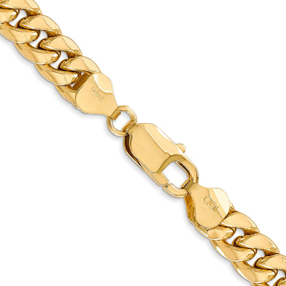 18 Inch 14K Yellow Gold 7.3mm Semi Solid Miami Cuban Chain Necklace