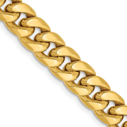 18 Inch 14K Yellow Gold 7.3mm Semi Solid Miami Cuban Chain Necklace