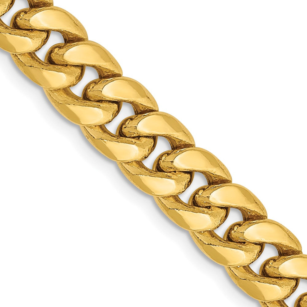 26 Inch 14K Yellow Gold 7.3mm Semi Solid Miami Cuban Chain Necklace