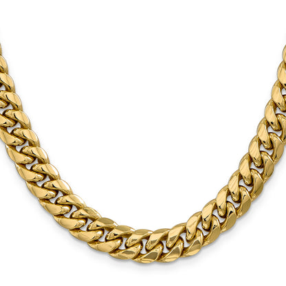 24 Inch 14K Yellow Gold 9.3mm Semi Solid Miami Cuban Chain Necklace