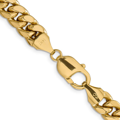 24 Inch 14K Yellow Gold 9.3mm Semi Solid Miami Cuban Chain Necklace