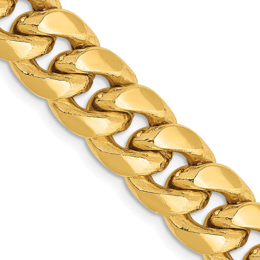 24 Inch 14K Yellow Gold 9.3mm Semi Solid Miami Cuban Chain Necklace