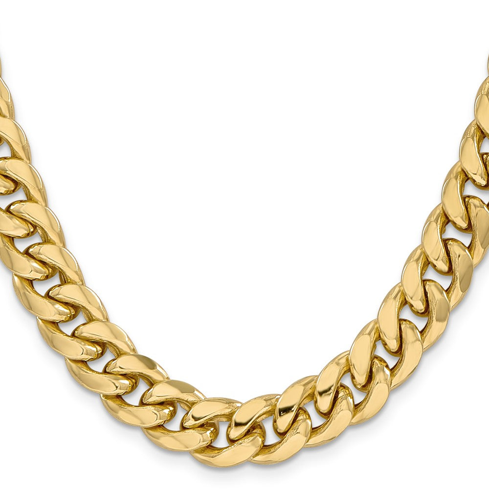 26 Inch 14K Yellow Gold 11mm Semi Solid Miami Cuban Chain Necklace