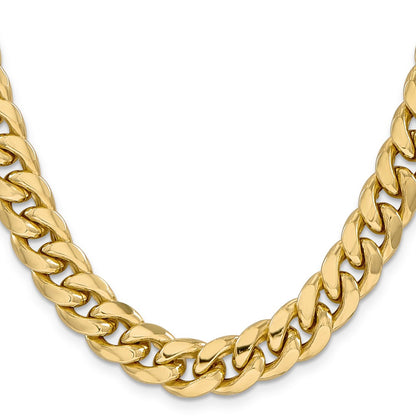 26 Inch 14K Yellow Gold 11mm Semi Solid Miami Cuban Chain Necklace