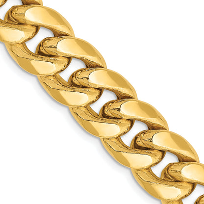 24 Inch 14K Yellow Gold 11mm Semi Solid Miami Cuban Chain Necklace