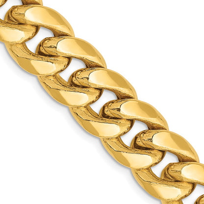 26 Inch 14K Yellow Gold 11mm Semi Solid Miami Cuban Chain Necklace