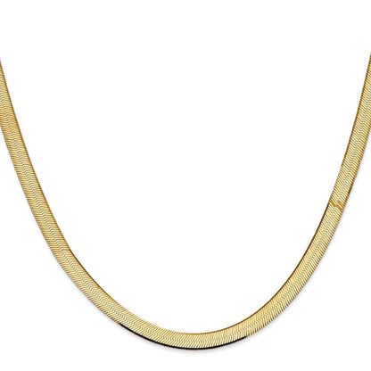 18 Inch 14K Yellow Gold 5.5mm Silky Herringbone Chain Necklace