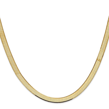22 Inch 14K Yellow Gold 5.5mm Silky Herringbone Chain Necklace