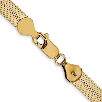 22 Inch 14K Yellow Gold 5.5mm Silky Herringbone Chain Necklace