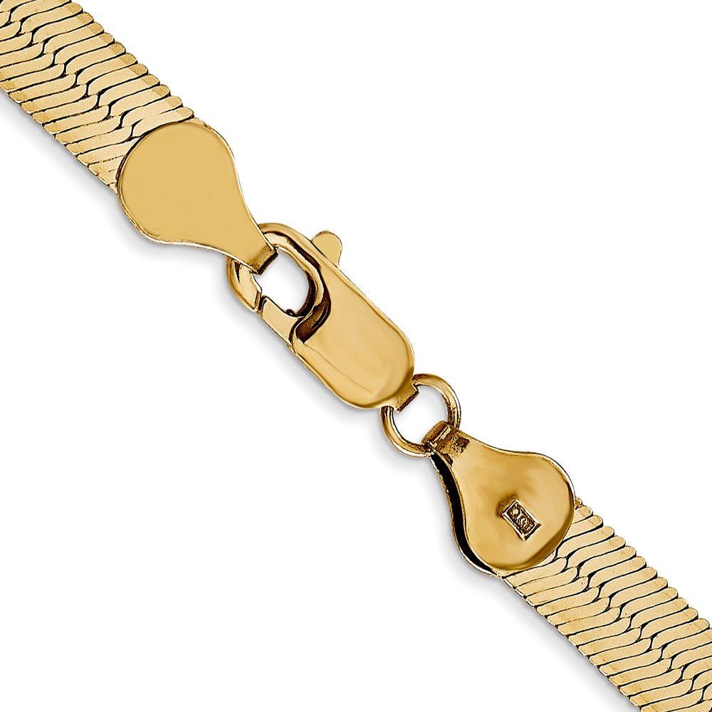 16 Inch 14K Yellow Gold 5.5mm Silky Herringbone Chain Necklace