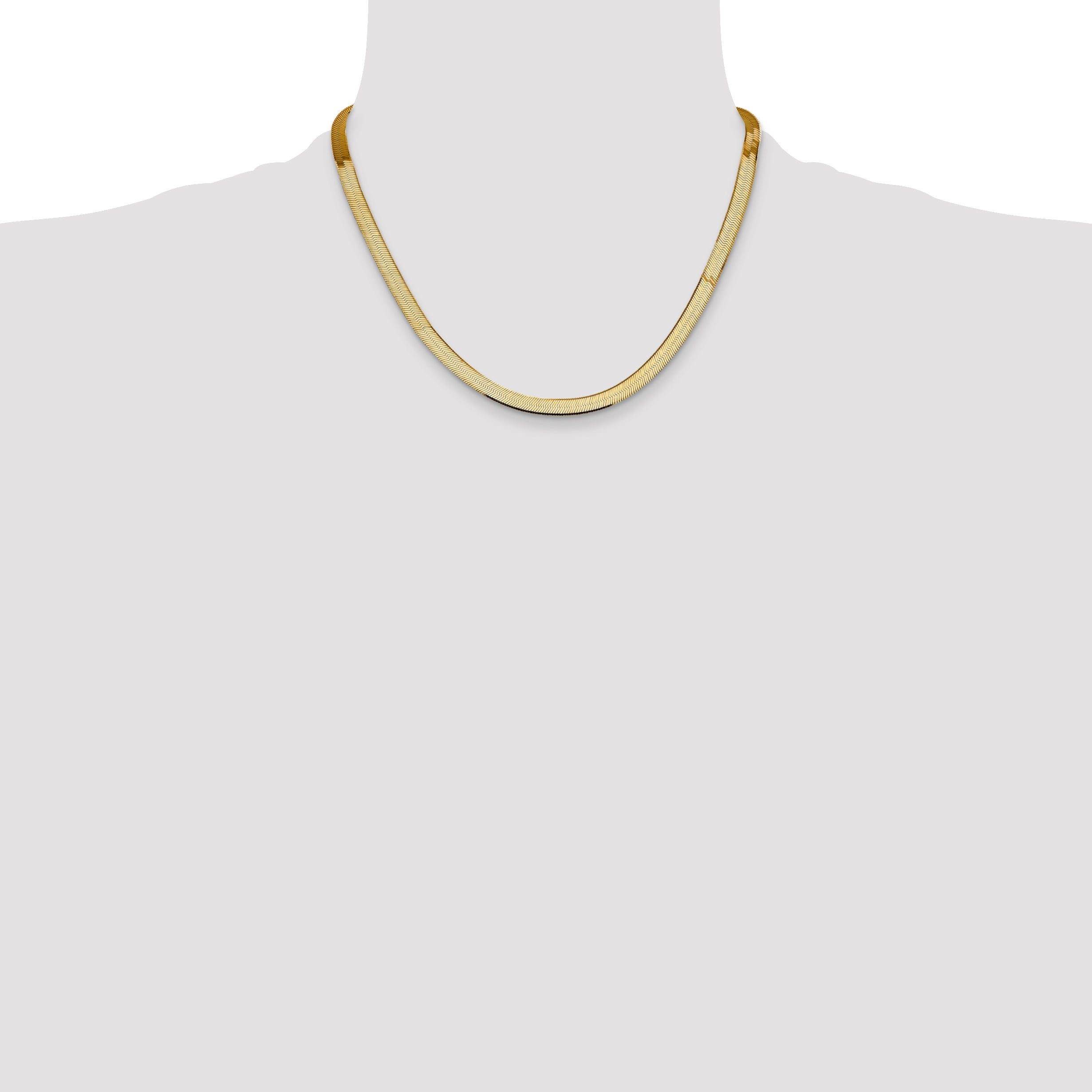 18 Inch 14K Yellow Gold 5.5mm Silky Herringbone Chain Necklace
