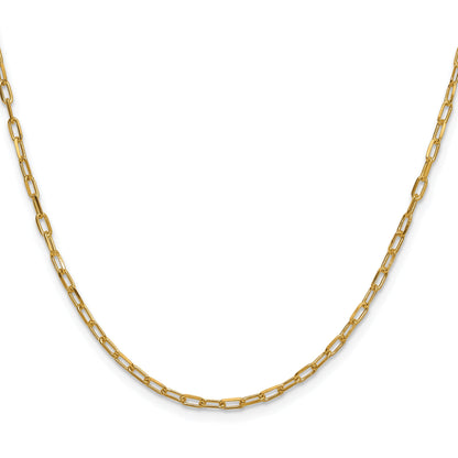 18 Inch 14K Yellow Gold 2.2mm Solid Beveled D/C Paperclip Chain Necklace