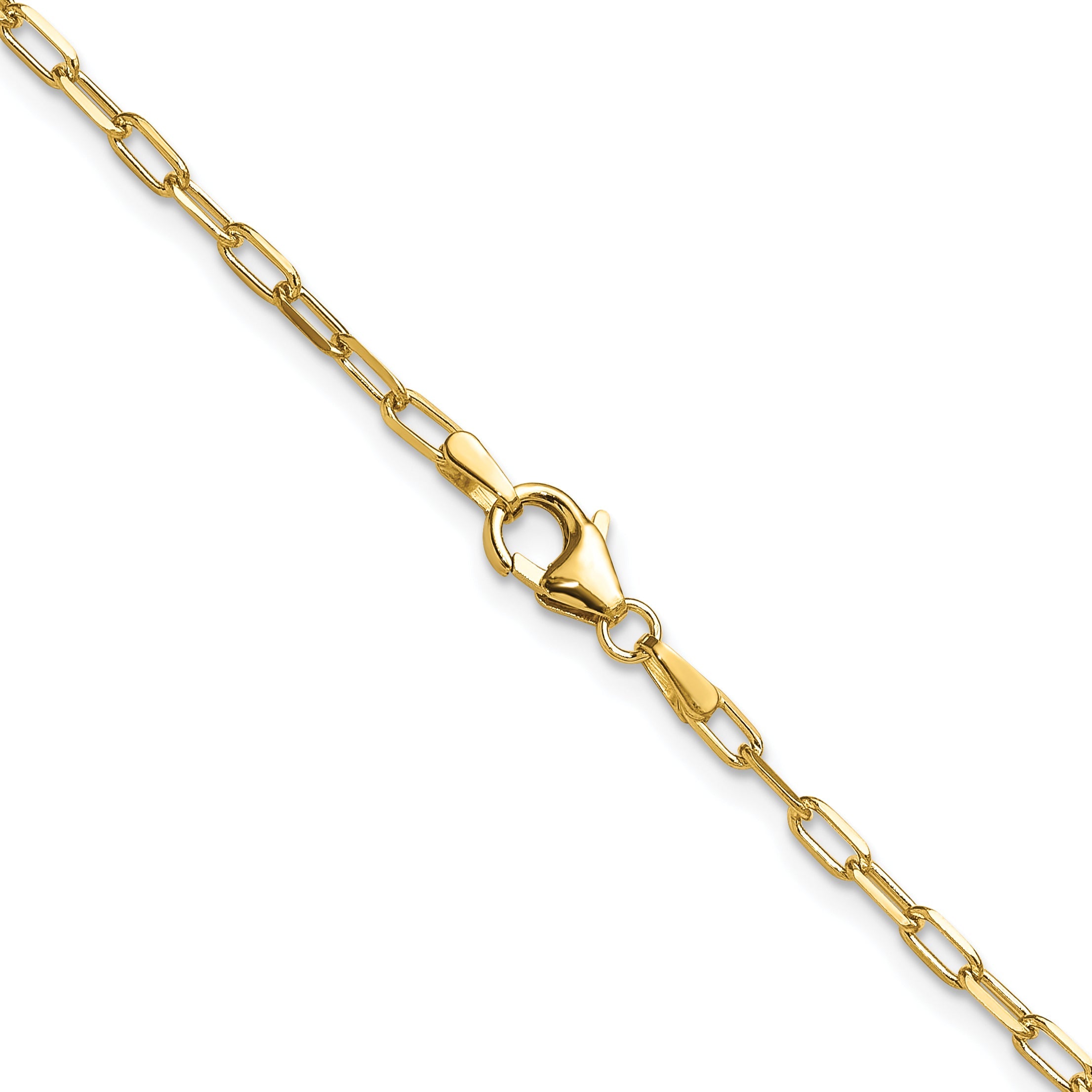 2 Inch 14K Yellow Gold 2.2mm Solid Beveled D/C Paperclip Chain Necklace