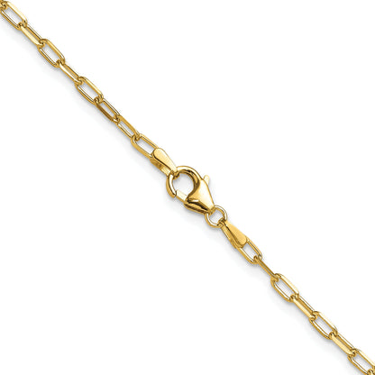 2 Inch 14K Yellow Gold 2.2mm Solid Beveled D/C Paperclip Chain Necklace