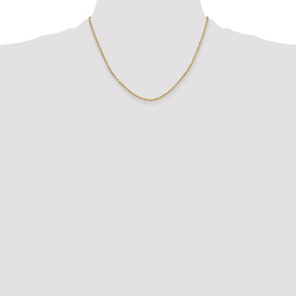 18 Inch 14K Yellow Gold 2.2mm Solid Beveled D/C Paperclip Chain Necklace