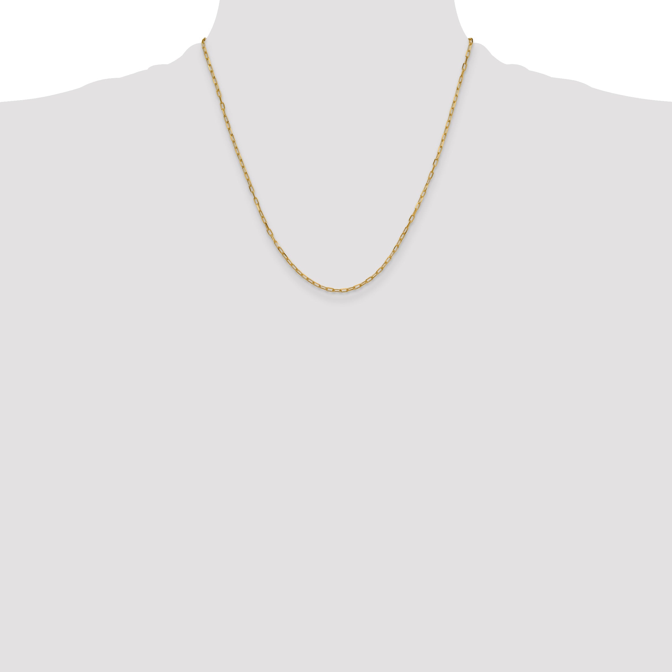2 Inch 14K Yellow Gold 2.2mm Solid Beveled D/C Paperclip Chain Necklace