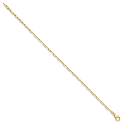 8 Inch 14K Yellow Gold 2.2mm Solid Beveled D/C Paperclip Chain Bracelet
