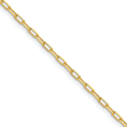 24 Inch 14K Yellow Gold 2.2mm Solid Beveled D/C Paperclip Chain Necklace