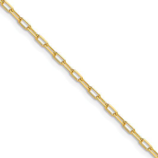 24 Inch 14K Yellow Gold 2.2mm Solid Beveled D/C Paperclip Chain Necklace