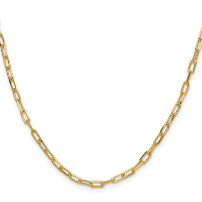 18 Inch 14K Yellow Gold 3.0mm Solid Beveled D/C Paperclip Chain Necklace