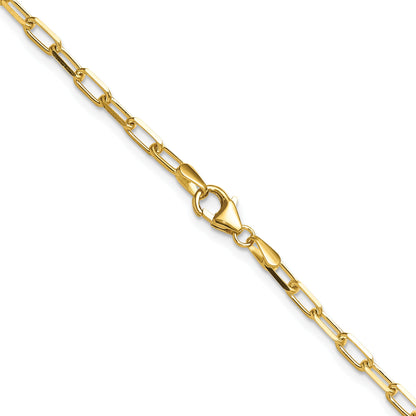 2 Inch 14K Yellow Gold 3.0mm Solid Beveled D/C Paperclip Chain Necklace