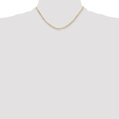 16 Inch 14K Yellow Gold 3.0mm Solid Beveled D/C Paperclip Chain Necklace
